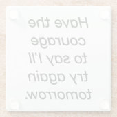 勇気を出すガラスコースターを手にする ガラスコースター (裏面)