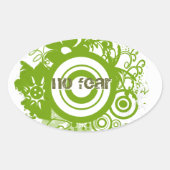 勇気を出す漢字花輪 楕円形シール (正面)