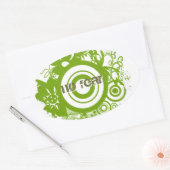 勇気を出す漢字花輪 楕円形シール (封筒)