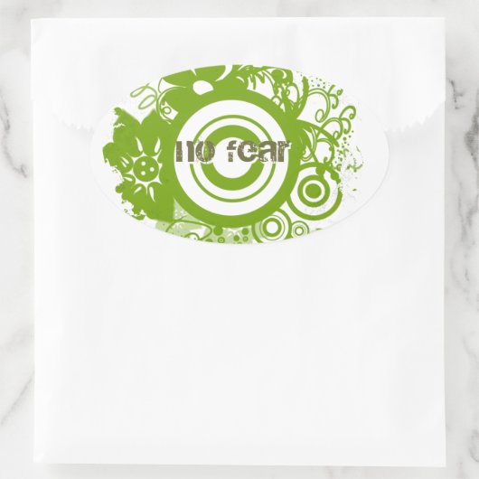 勇気を出す漢字花輪 楕円形シール (バッグ)