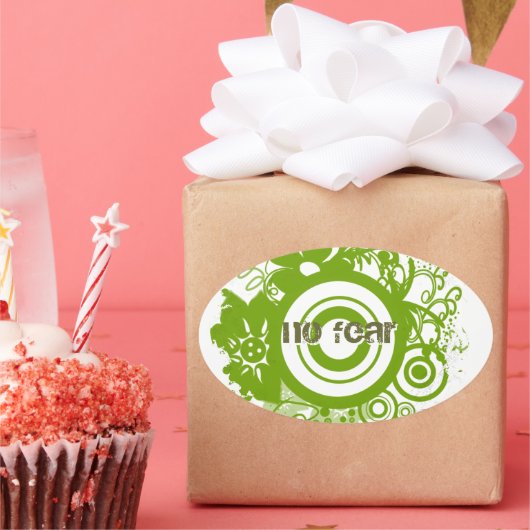 勇気を出す漢字花輪 楕円形シール (パーティー)