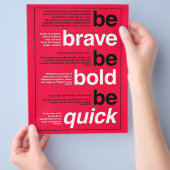 勇気を出せ。あはっきりしたれ。早く行け。やる気を起こさせる引用文 チラシ (手)