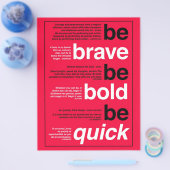 勇気を出せ。あはっきりしたれ。早く行け。やる気を起こさせる引用文 チラシ (シングル)