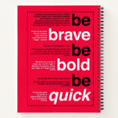 勇気を出せ。あはっきりしたれ。早く行け。やる気を起こさせる引用文 ノートブック (裏面)