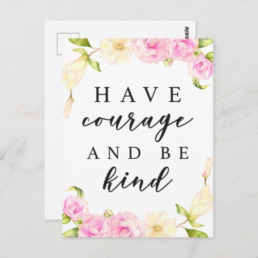 勇気を持って優しい生活をする引用文 ポストカード (正面/裏面)