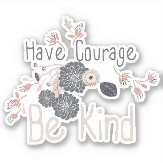 勇気を持って親切な桃のフローラ シール (正面)