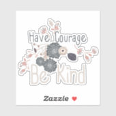 勇気を持って親切な桃のフローラ シール (シート)