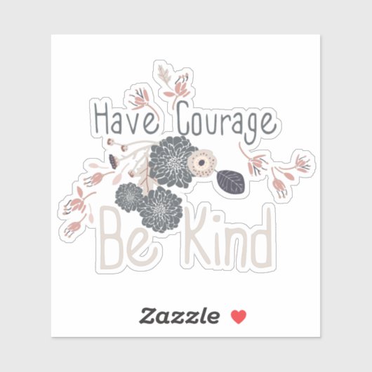 勇気を持って親切な桃のフローラ シール (シート)