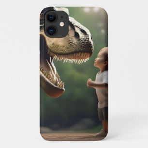 **"勇気を解き放て:少年がT-Rexに立ち向かう" iPhone 11 ケース