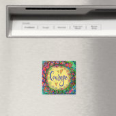 勇気イエローお洒落ハートカラフルトレンディー マグネット (インサイチュ (食洗機))