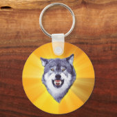 勇気ウルフアドバイスアニマルインターネットミーム キーホルダー (正面)
