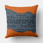 勇気タイポグラフィオレンジ&ブルーリップパターン クッション (裏面)