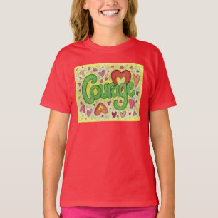 勇気ハートワードアーカスタムトTシャツ Tシャツ