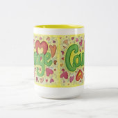 勇気ハートワードアートカスタムコーヒーマグ ツートーンマグカップ (中央)