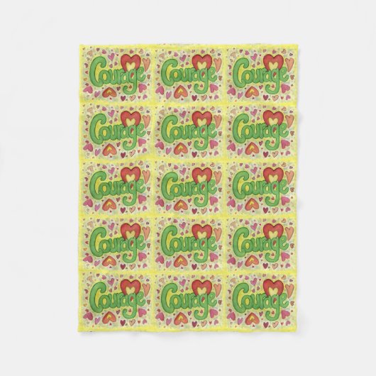 勇気ハートワードアートソフトフリースブランケット フリースブランケット (正面)