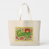 勇気ハートワードアート感動的トートバッグ ラージトートバッグ (裏面)