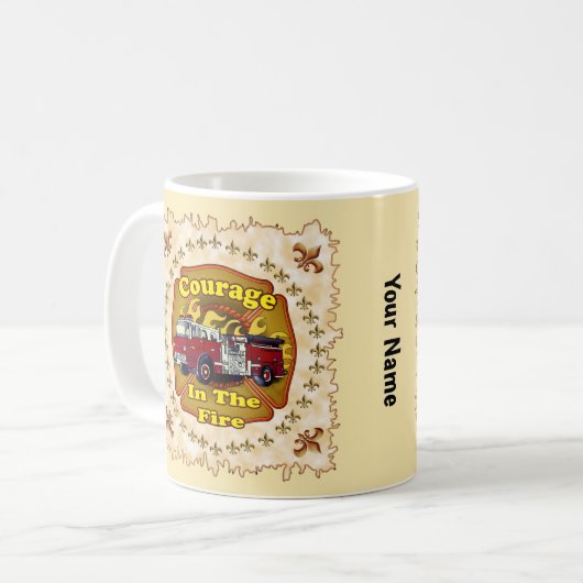 勇気ファイアトラックカスタムの消防士のマグ コーヒーマグカップ (正面左)