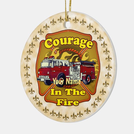勇気ファイヤーファイヤートラックカスタムの消防士 セラミックオーナメント (左)
