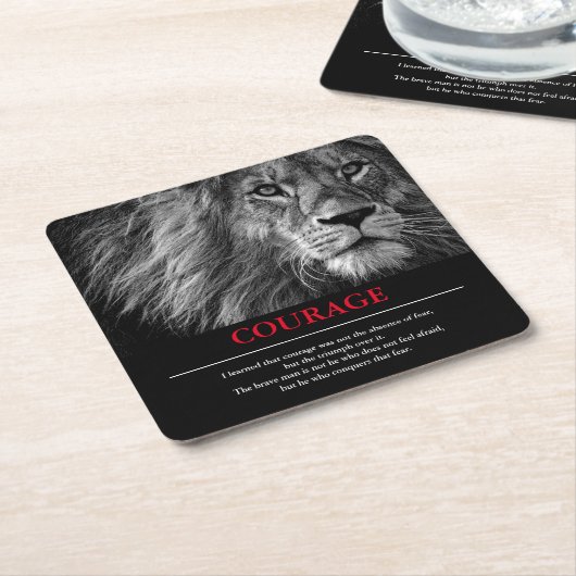 勇気リオンやる気を起こさせる感動的 スクエアペーパーコースター (アングル)
