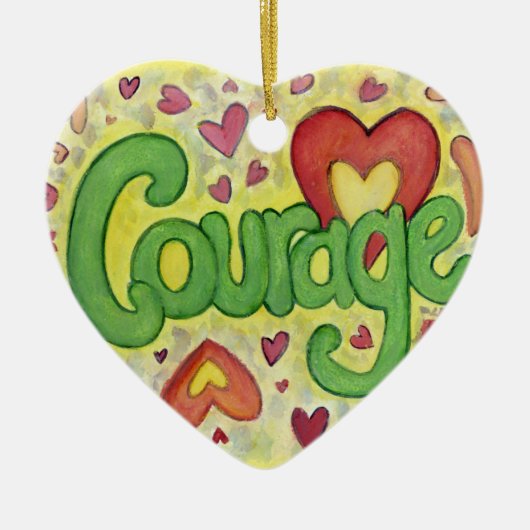 勇気ワードアートカスタムホリデーギフトオーナメント セラミックオーナメント (正面)