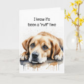 勇気付けられるか可愛くなる悲しい犬 カード (黄色い花)