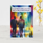 勇気付けられるアフリカンアメリカンゲイメンレインボー カード (黄色い花)