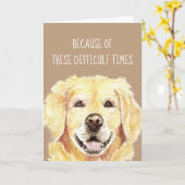 勇気付けられるウォーターカラーゴールデンレトリーブドッグ カード (黄色い花)