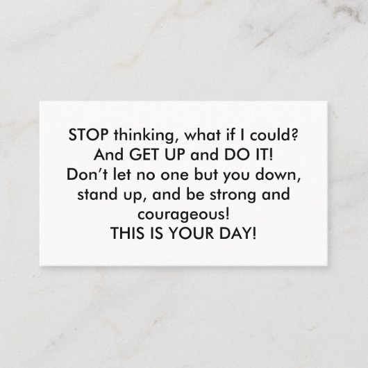 勇気付けられるカード! 名刺 (正面)