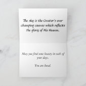 勇気付けられるカード: 日没の岩が多い海岸線 カード (内部)