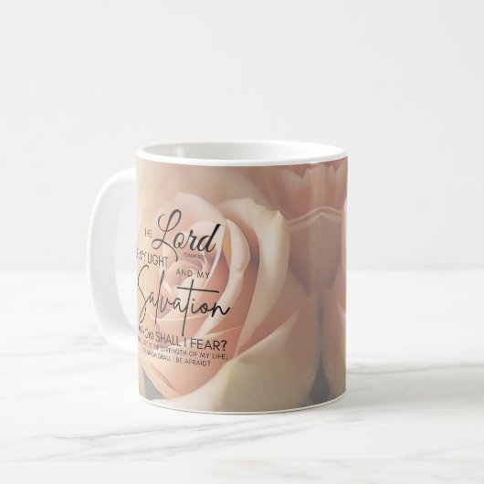 勇気付けられるバイブル聖句詩篇27:1マグカップ コーヒーマグカップ (正面左)