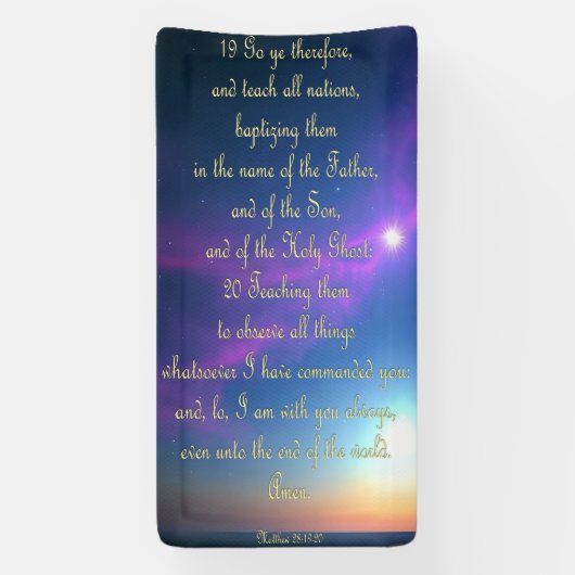 勇気付けられるバナー – Matthew 28:19-20 横断幕 (縦)