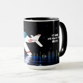 勇気付けられるフライハイリーチドリーム飛行機夜 マグカップ (正面右)