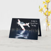 勇気付けられるフライ高パイロットで飛行機ナイトライト カード (黄色い花)