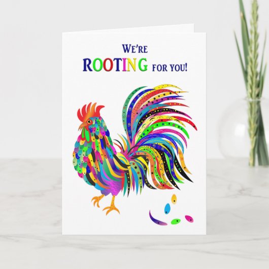 勇気付けられるブライト抽象芸術ルースター万華鏡のように千変万化するパターン カード (正面)