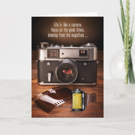 勇気付けられるヴィンテージカメラおよびフィルムユーモア カード