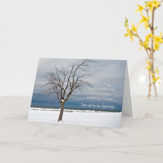 勇気付けられる引用文とツリー カード (黄色い花)