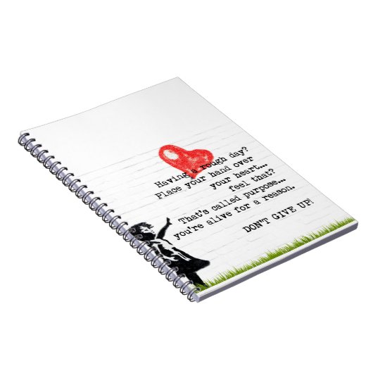 勇気付けられる引用文インスピレーション与えをアップしない ノートブック (右側)