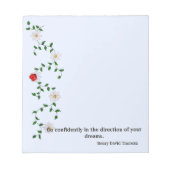 勇気付けられる引用文、デイジーとLadybug ノートパッド (正面)