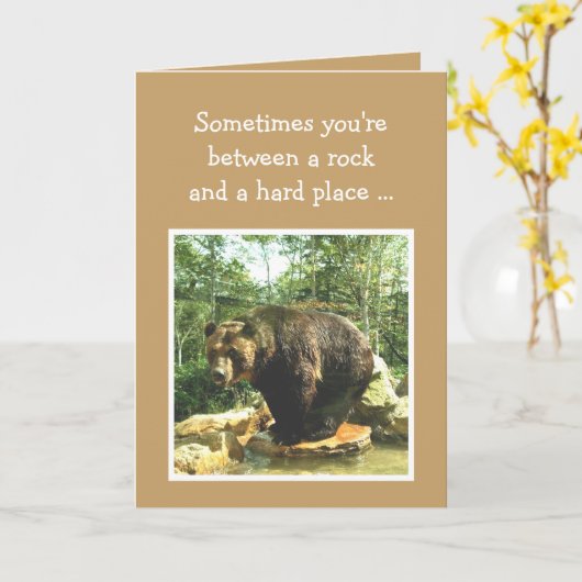 勇気付けられる権選択決定おもしろいベア カード (黄色い花)