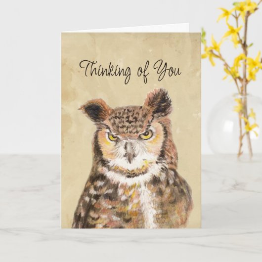 勇気付けられる考えの難局フクロウ カード (黄色い花)
