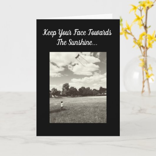 勇気付けられる顔ザサンシャインインスピレーションバース カード (黄色い花)