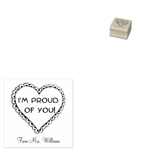 勇気付けられる、ハート形状先生 ラバースタンプ (押印)