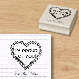 勇気付けられる、ハート形状先生 ラバースタンプ