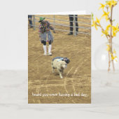 勇気付けられる、マトンのbustinのおもしろいなロデオカード カード (黄色い花)