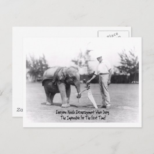 勇気付けられる – 象遊のゴルフ ポストカード (正面/裏面)