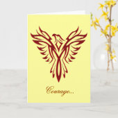 勇気-フェニックスの深紅色の上昇の空白のなnotelet カード (黄色い花)
