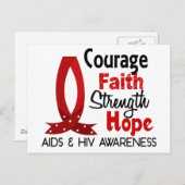 勇気、信仰、強さ、希望エイズ ポストカード (正面/裏面)