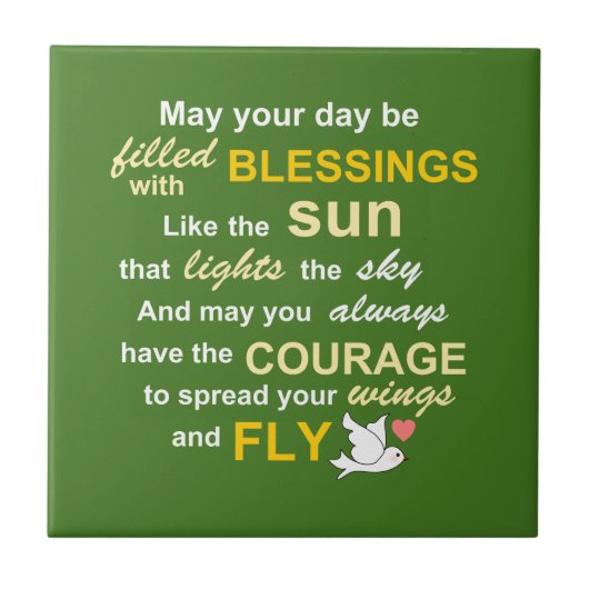 勇気-緑のタイポグラフィのためのアイルランドの天恵 タイル (正面)