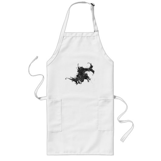 勇猛なオリエンタルドラゴンTシャツ ロングエプロン (正面)