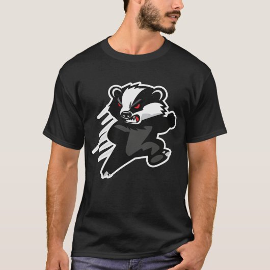 勇猛なラーテル攻撃マスコット Tシャツ (正面)